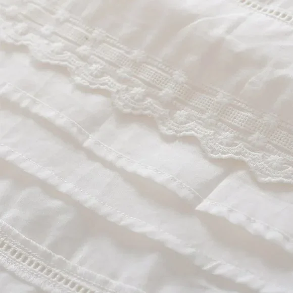 NEW — Simple Retro 100% Cotton Vintage White V-Neck Midi Victorian Dress - Picture 13 of 13